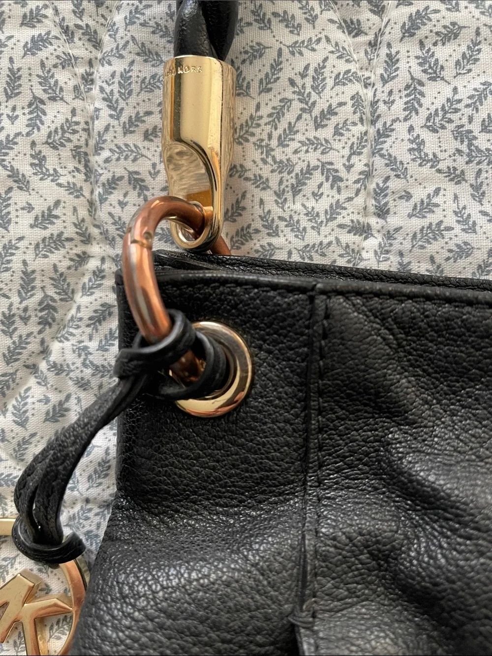Michael Kors Naomi black pebbled leather tote bag with braided strap